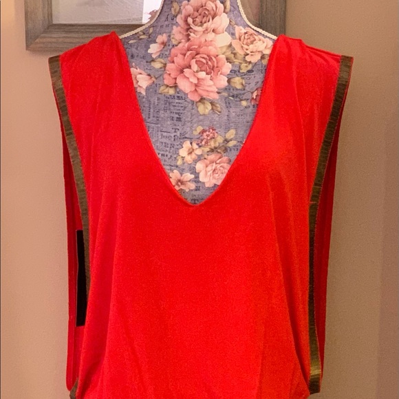 BEBE NWT PARTY DRESS BRIGHT ORANGE WITH GOLD DETAIL SIZE MEDIUM. - Picture 2 of 10